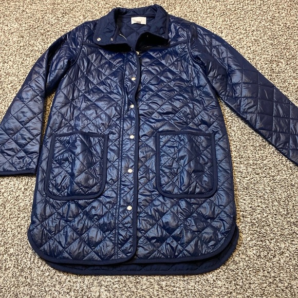 LOFT Navy Blue Lightweight Quilted Parka Jacket - Picture 5 of 11